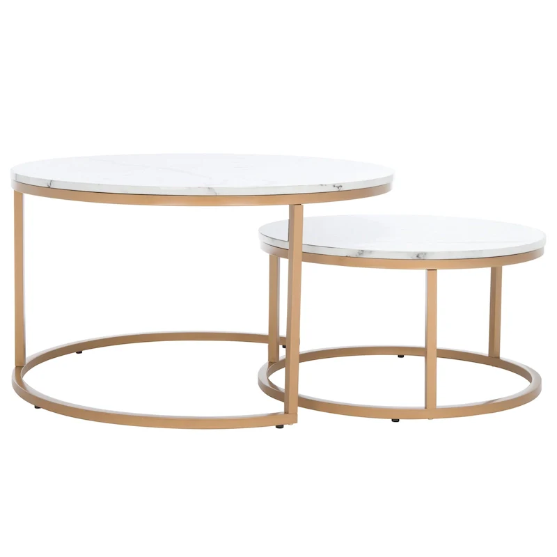 2 Round Nesting Coffee Table - 43 L x 36 D x 18 H - 32Wx32Dx18H