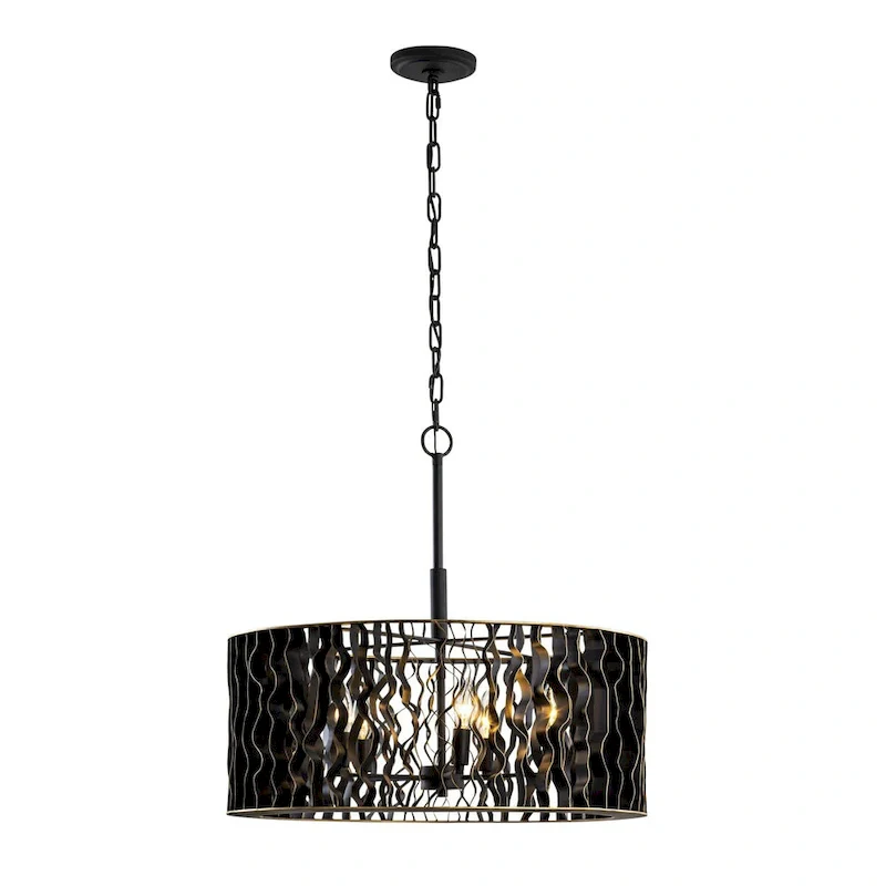 Estela 5-Light Pendant - Matte Black/French Gold