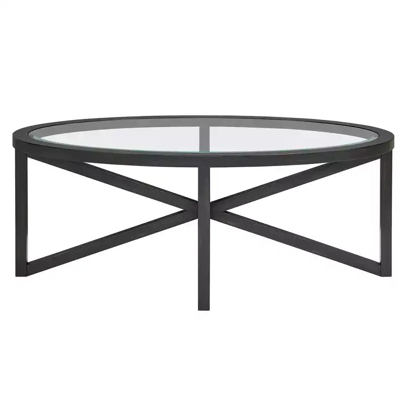 Round/Oval Coffee Table Glass End Table Cocktail Table Sofa Table Side Table Center Table, Black/Cherry-ModernLuxe