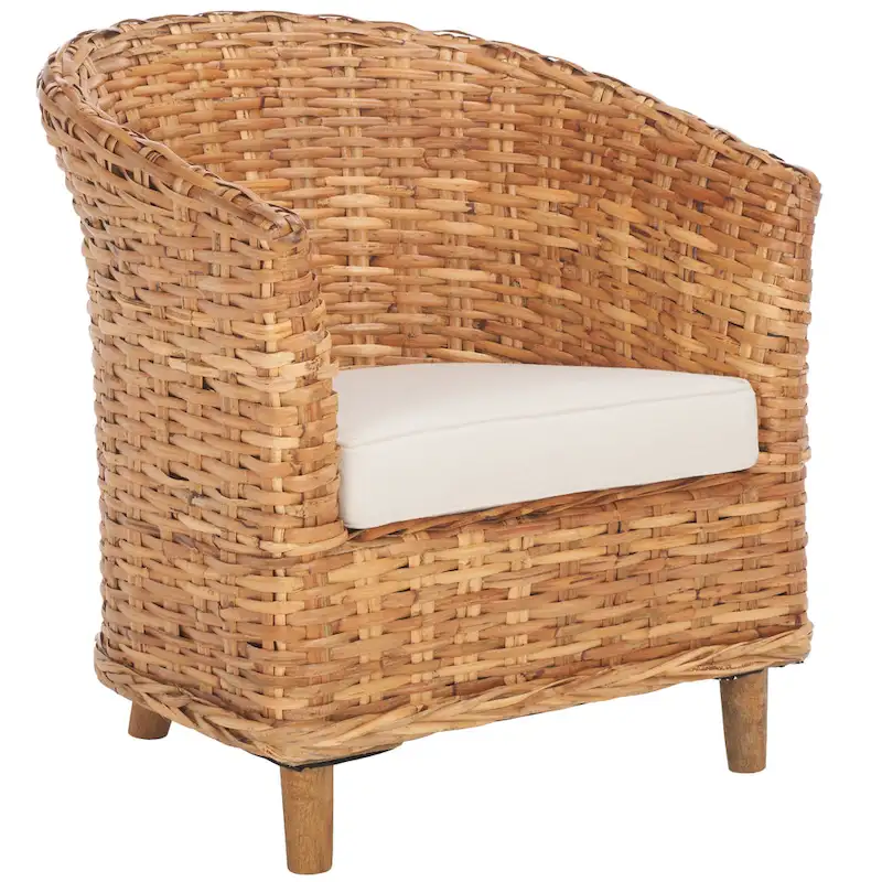 Rattan Barrel Chair with Cushion