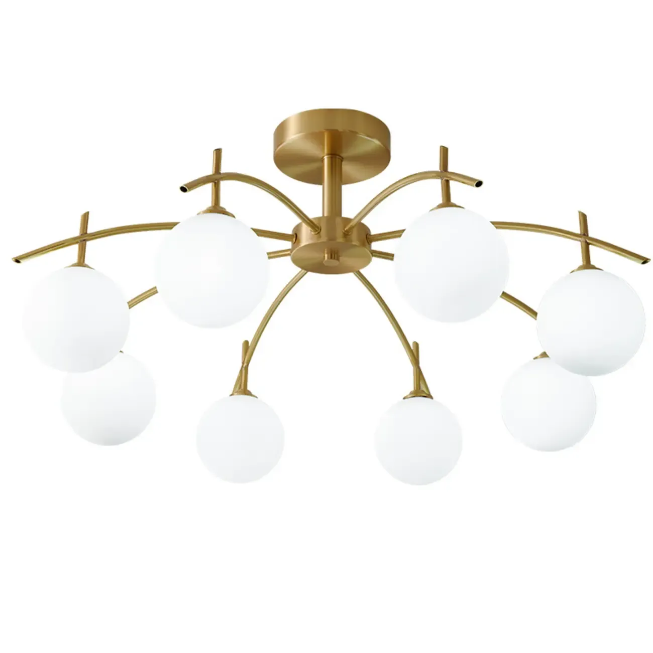 Classic Large Globe Glass Golden Semi Flush Mount Ceiling Light