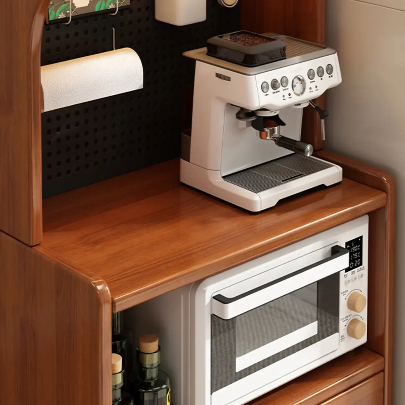 Modern Wood Narrow Sideboard with Drawers Shelves