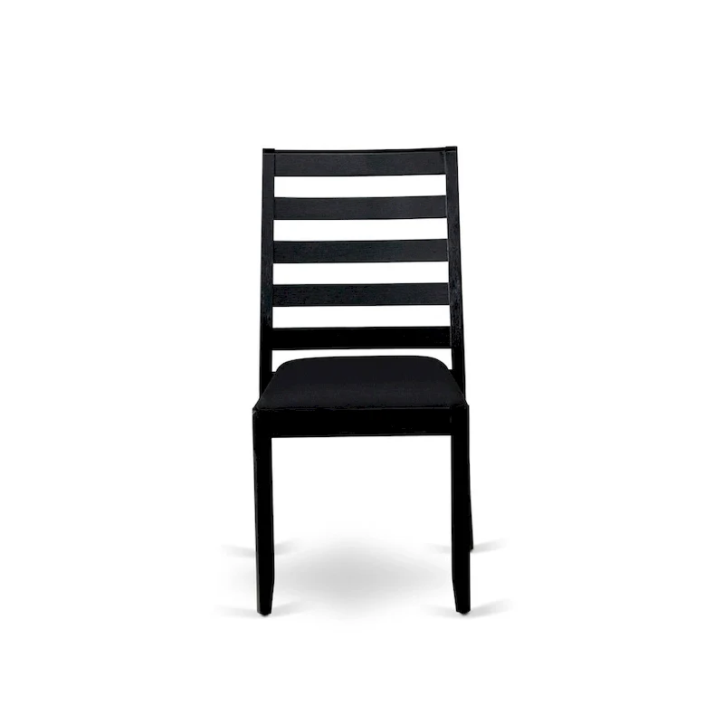 East West Furniture dining room set - a kitchen table & Stackable dining chairs - Wire-brushed Black (Pieces & Seat Options)