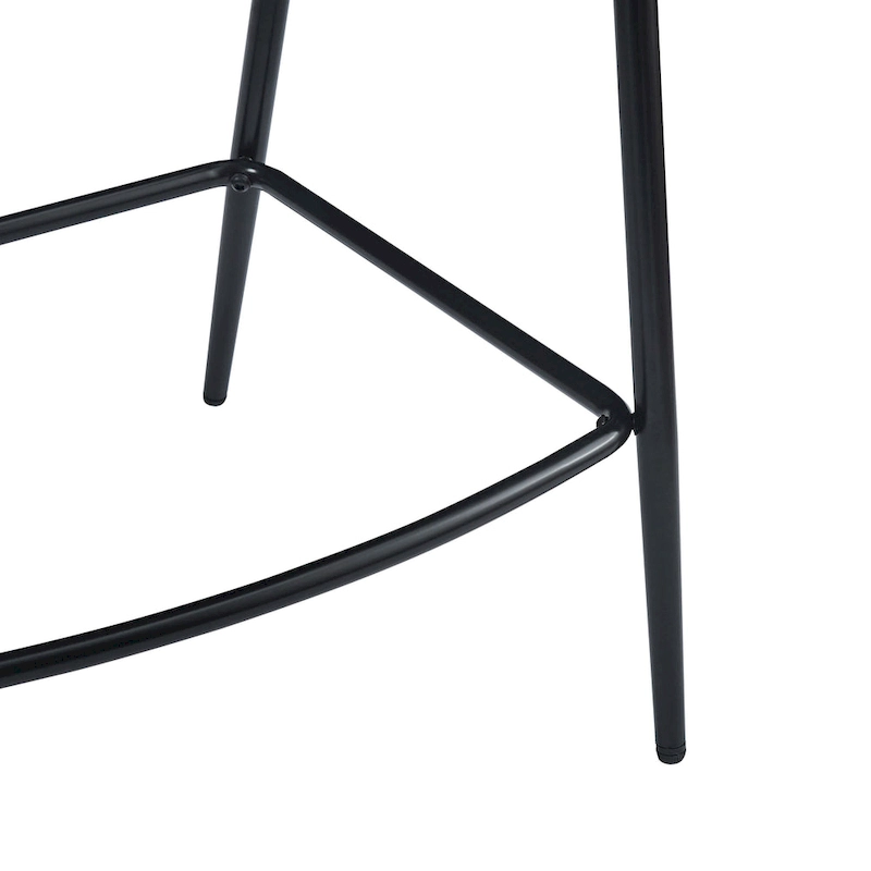 Roomfitters 26 PU Upholstered Counter Stools, Set of 2 Bar Height Chairs with Iron Frame, Backrest, Footrest and Arms, Brown