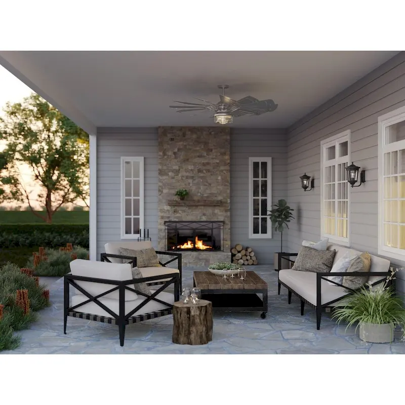 Springer II Collection 60-in Twelve-Blade Antique Nickel Modern Farmhouse Windmill Ceiling Fan - 60 in x 60 in x 16.26 in