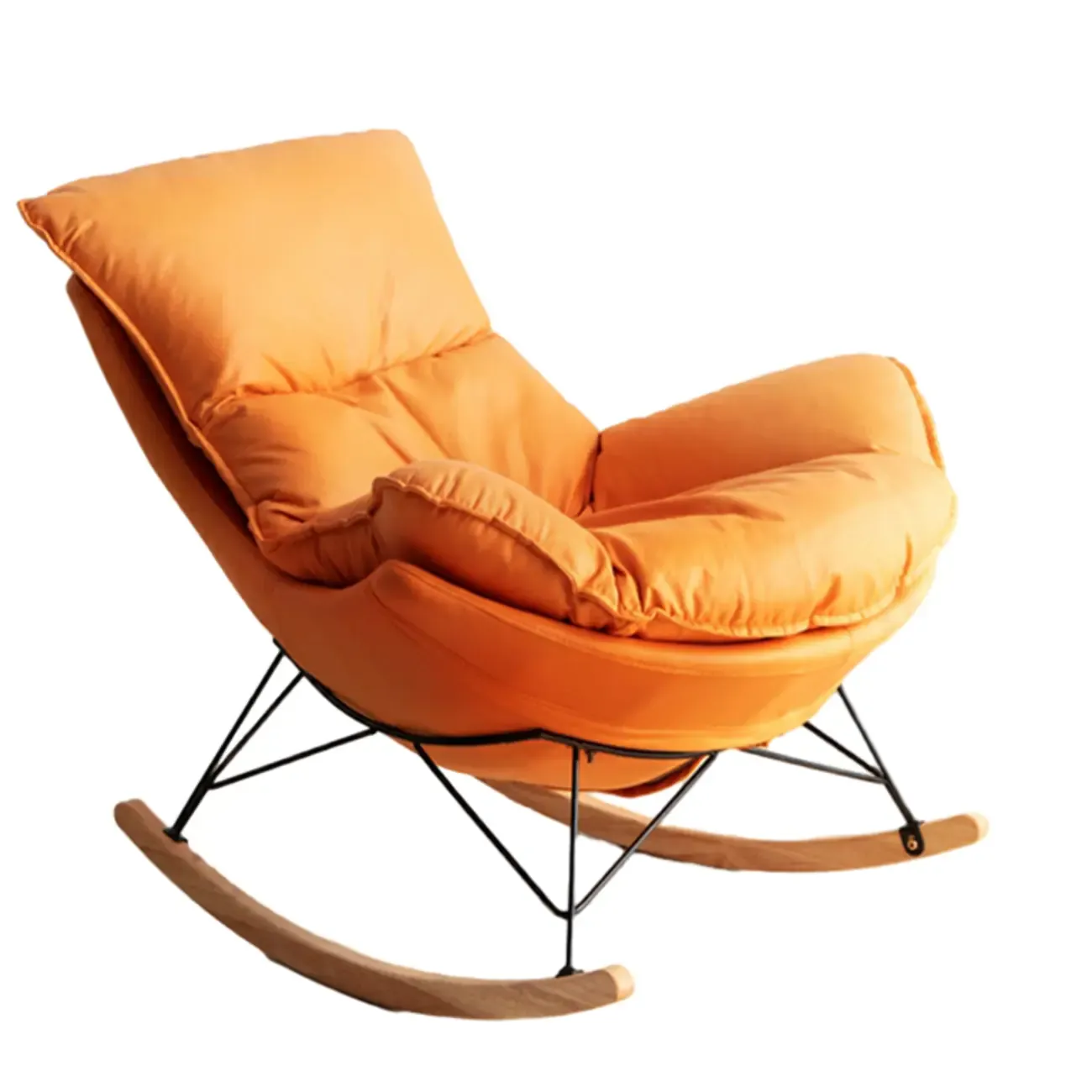 Mid Century Modern Upholstered Rocking Chair with Ottoman