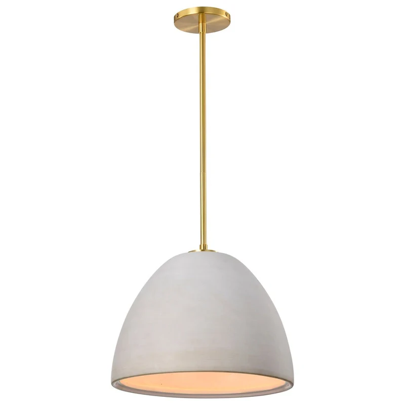 Collins 14 Inch Pendant with White Ceramic - Brushed Brass