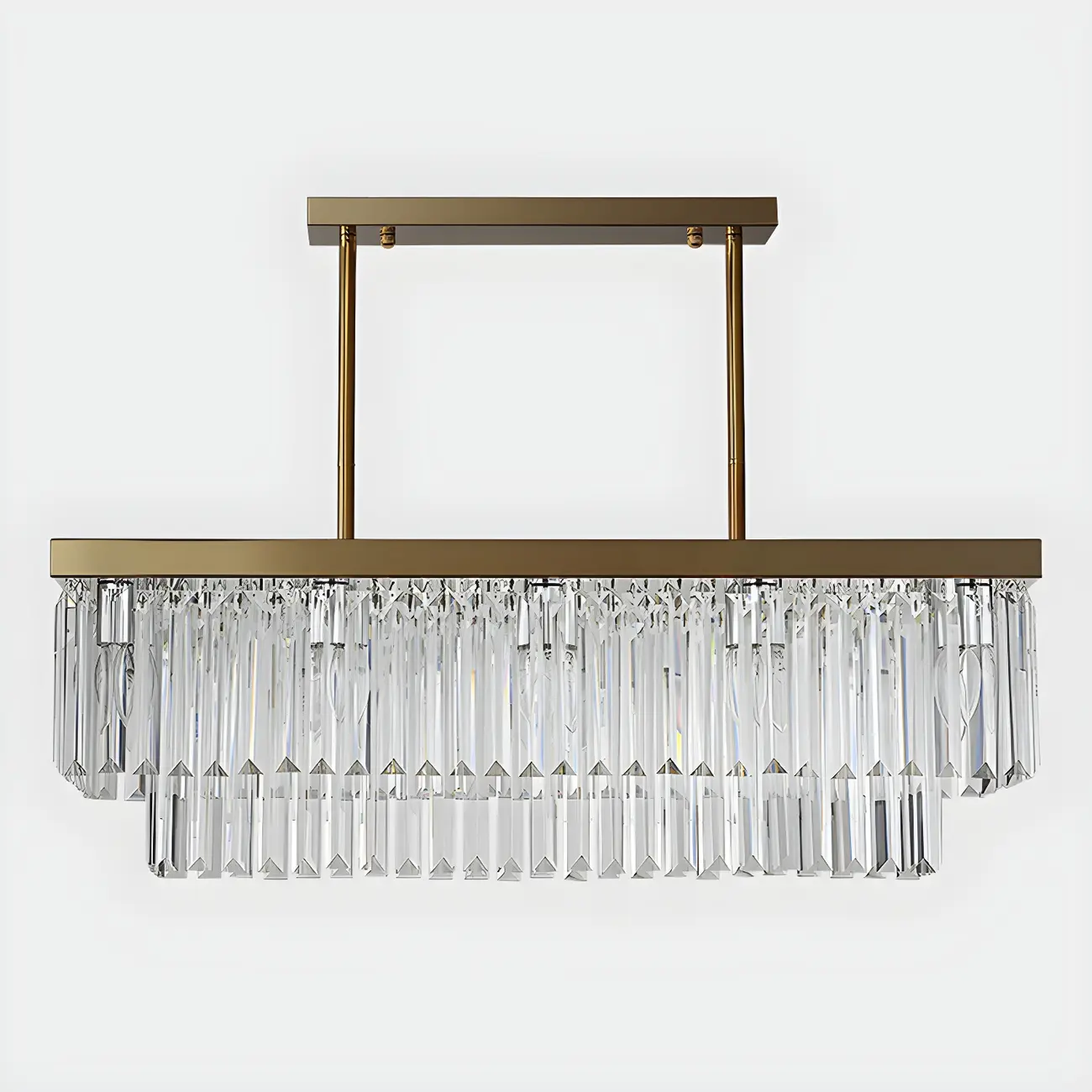 Modern Large Crystal Rectangle Island Pendant Light