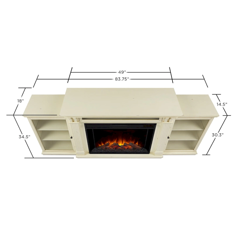 Tracey 84 TV Stand Electric Fireplace in Distressed White by Real Flame