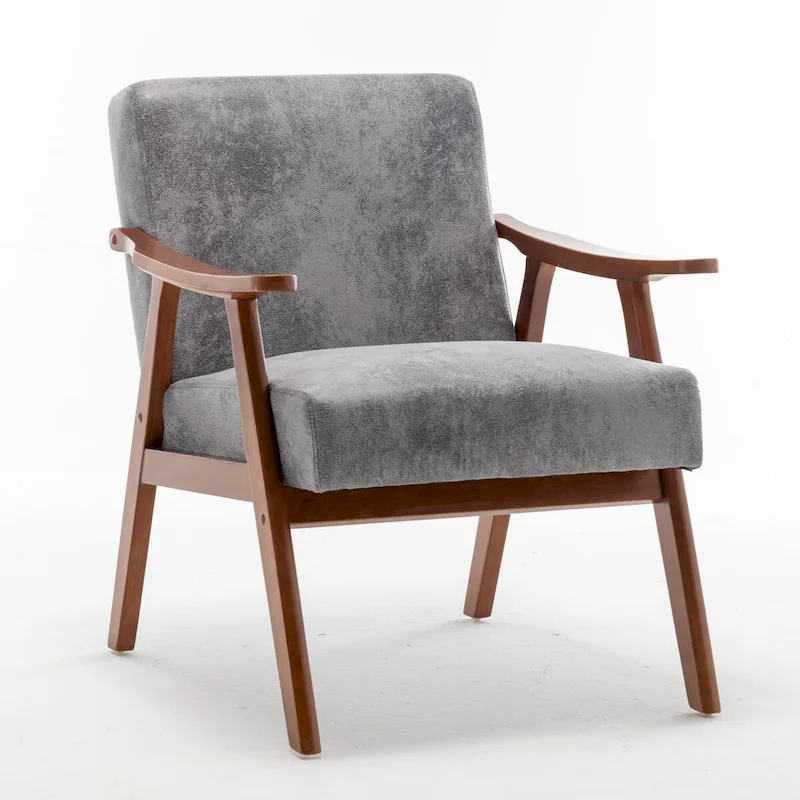 Extra-Thick Backrest Accent Chair with Solid Wood Frame