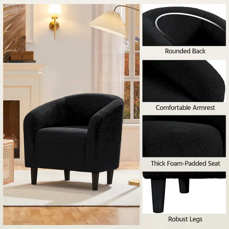 Yaheetech Club Chair Accent Barrel Chair Upholstered Arm Chair