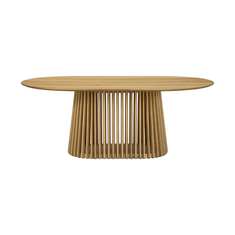 Pasadena 79 inch Solid Wood Oval Dining Table with Slatted Pedestal Base