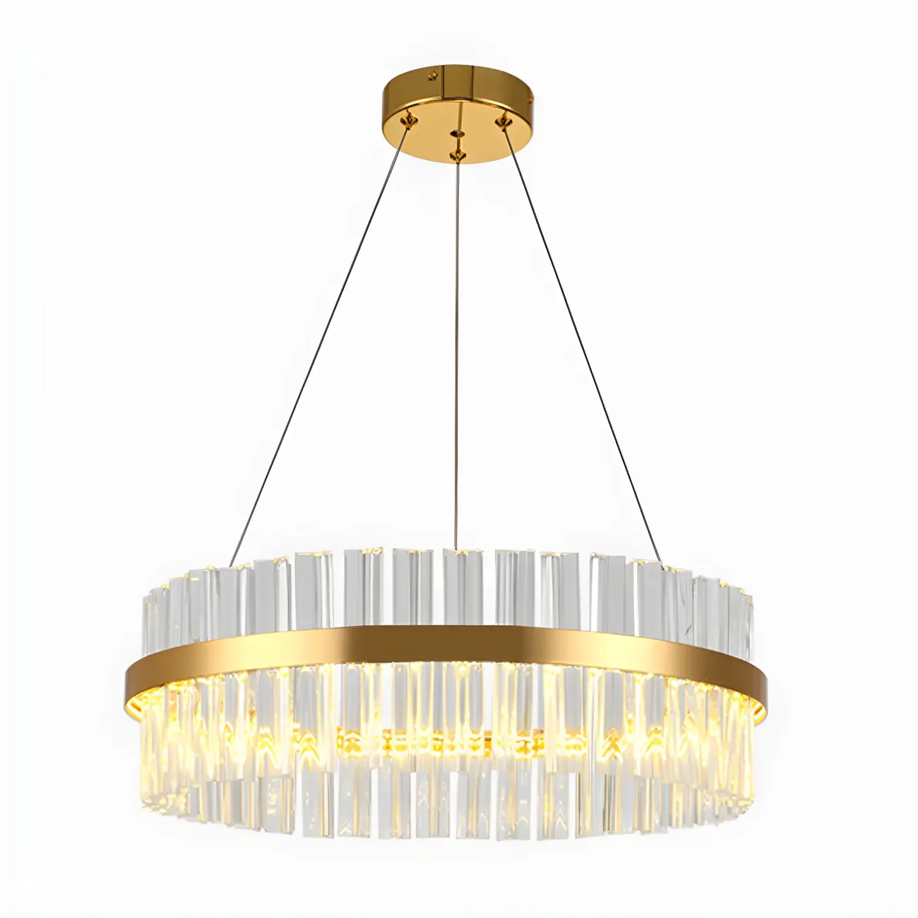 Modern Brass Round Crystal Island Chandelier
