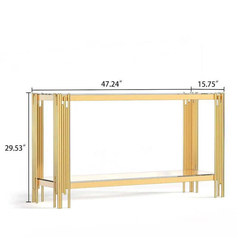 Sophisticated Double-Layer Tempered Glass Console Table