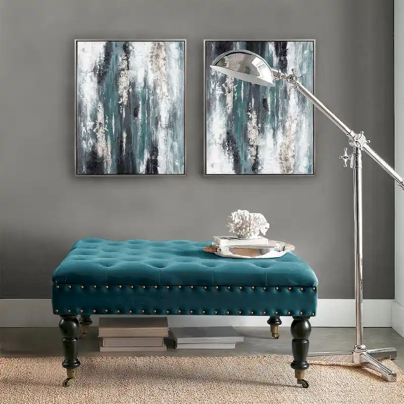 Button-Tufted Round Ottoman – 33 x 33 x 18 Inch