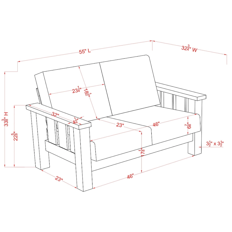 Jimo Rustic Oak and Linen Fabric 2-Piece Sofa Set by Furniture of America