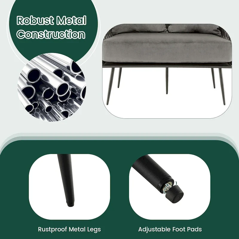 Costway Modern Loveseat Sofa Upholstered Dutch Velvet Couch with Woven - See Details