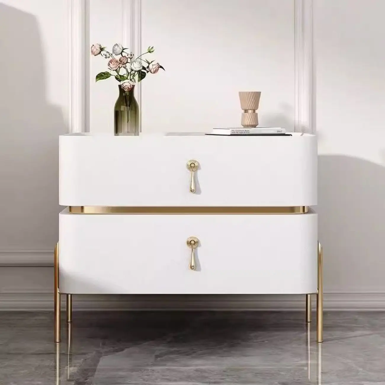 Modern Bedside Table with Sintered Stone Top