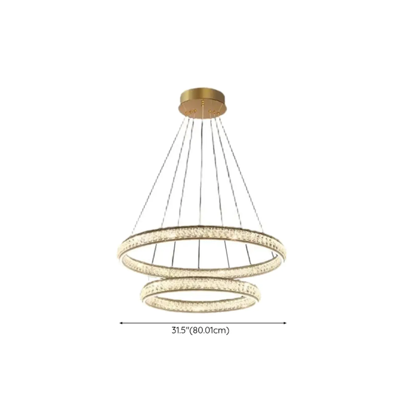 Luxury LED Golden Tiered Ring Crystal Chandelier