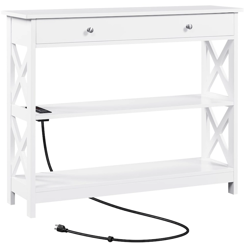 Yaheetech Wooden Console Table with Power Outlet Entryway Table