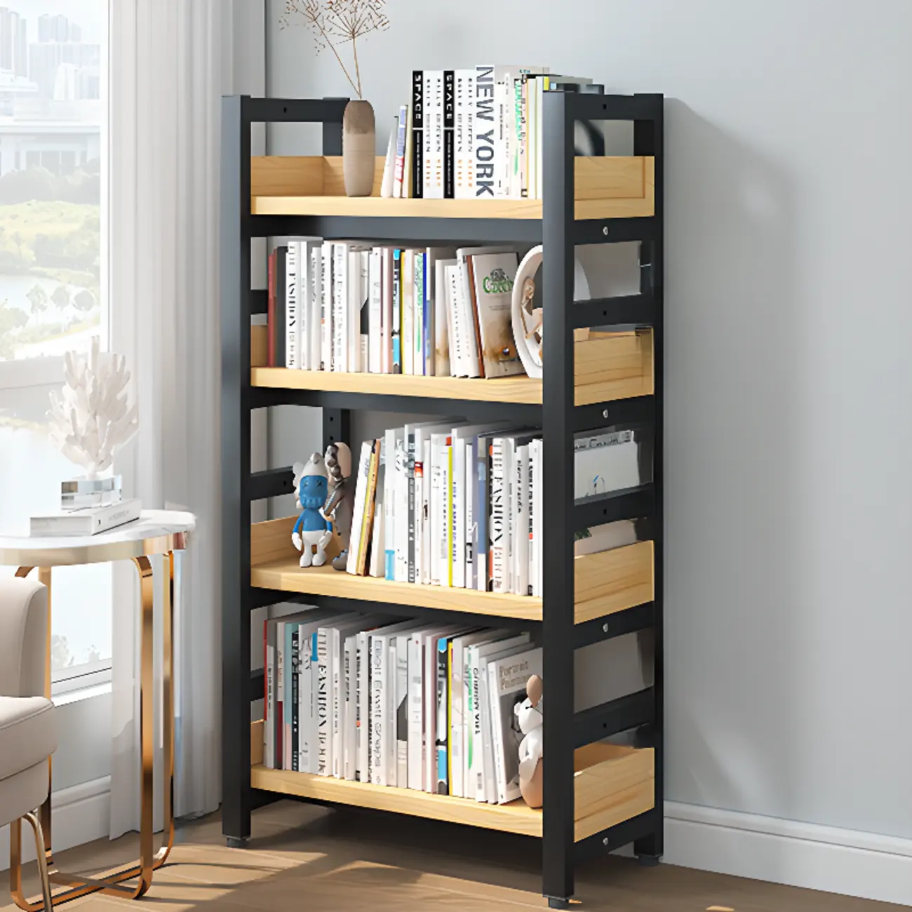 Modish Multi-Layer Open Back Wooden Tall Bookshelves