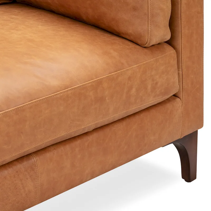 Poly & Bark Argan 93 Sofa in Cognac Tan - Full Grain Genuine Italian Leather