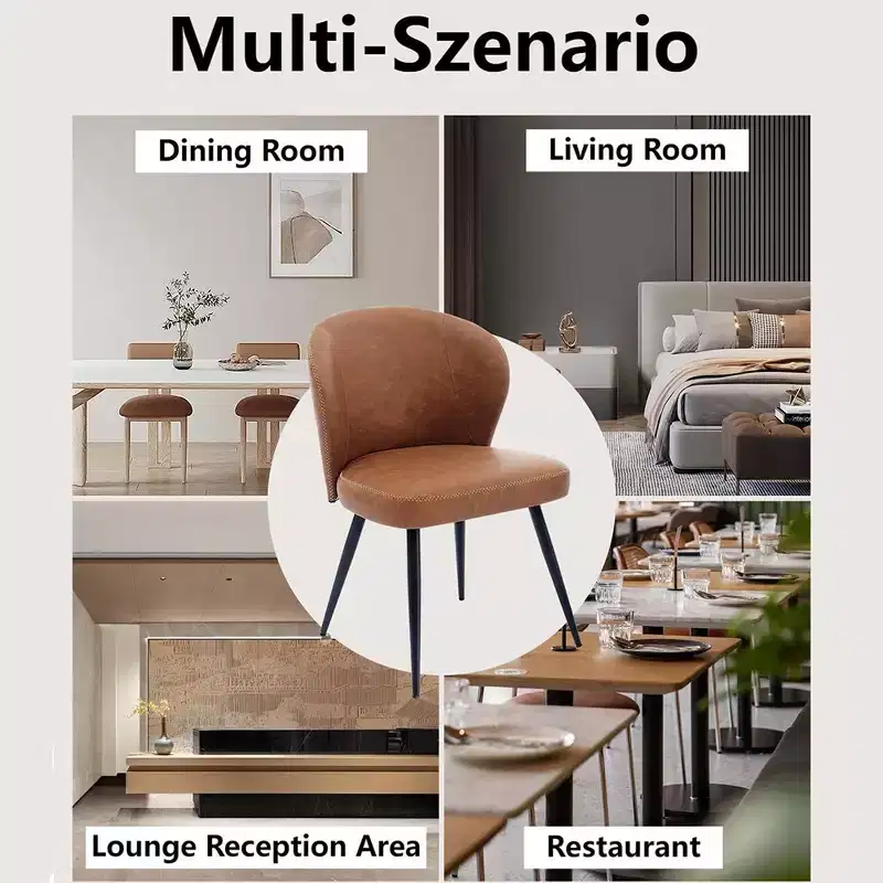 Dining Chairs Set of 2, Modern Kitchen Chairs, Armless Faux Leather Upholstered Accent Side Chair