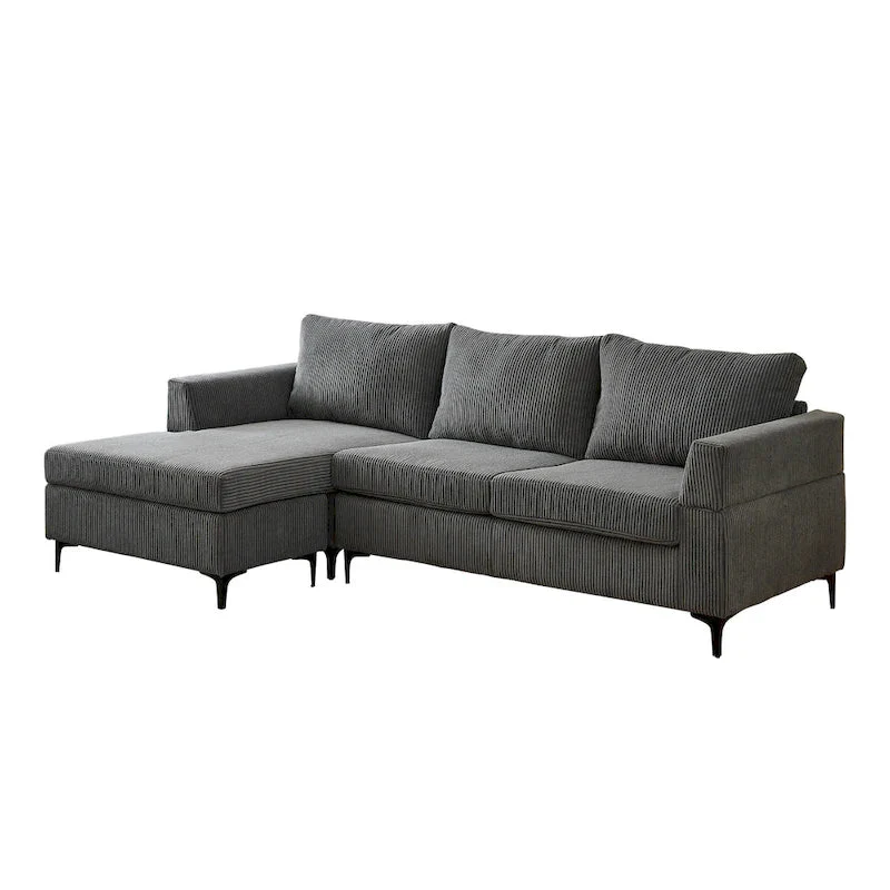 HOOOWOOO Living Room L-Shaped Polyester Fabric Reversible Chaise Sofa