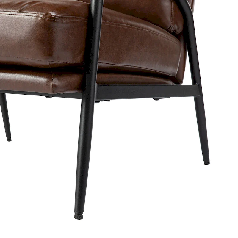 Glitzhome 28 W Mid-century Modern Soft PU Leather Accent Armchair - 28  W x 31  D x 30.75  H