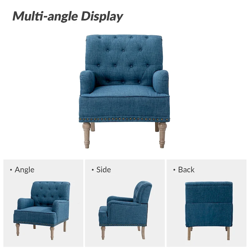 Geltrude Traditional Upholstered Accent Chair with Button Tufted Back Set of 2 by HULALA HOME