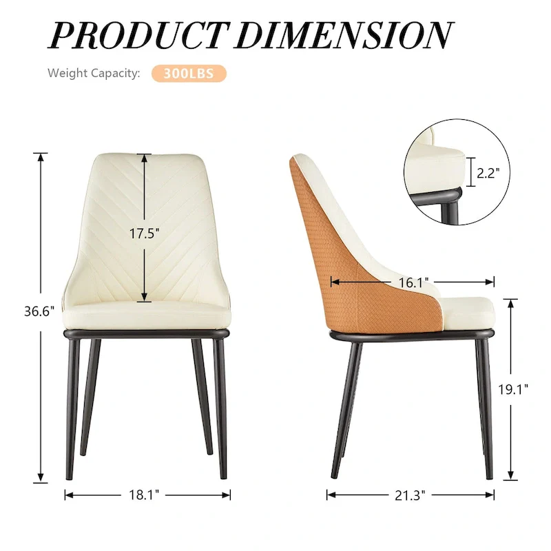 Faux Leather Upholstered Dining Chairs, Set of 4 - 18.1W x 21.3W x 36.6H