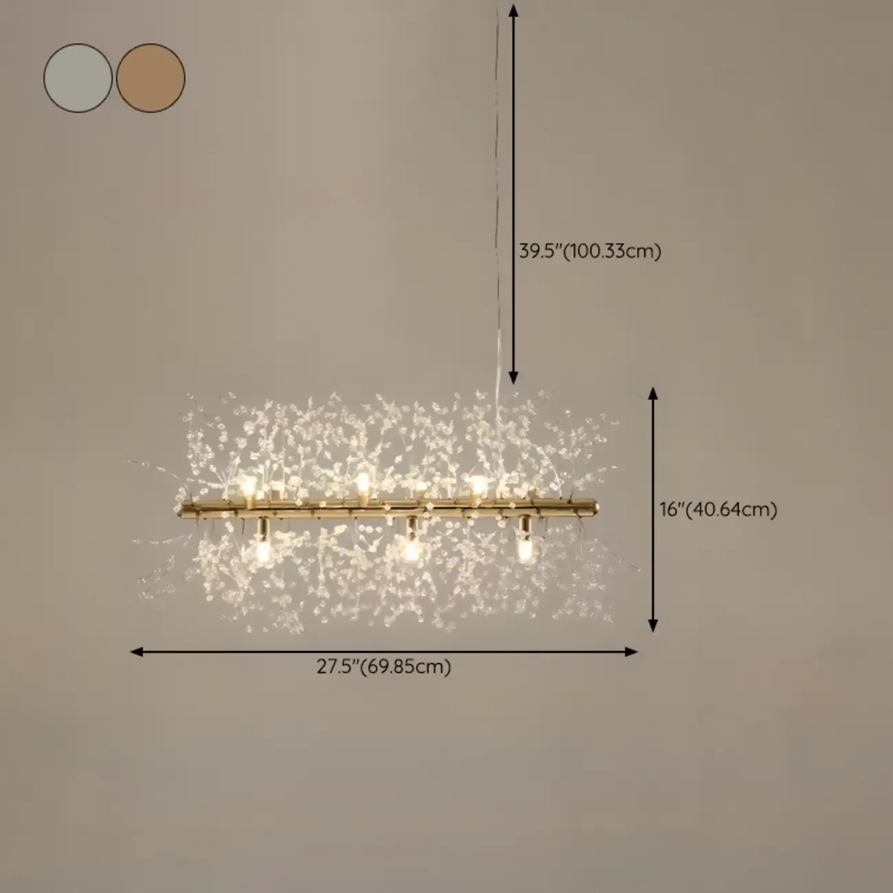 Golden Geometric Crystal Island Light Adjustable Hanging Length