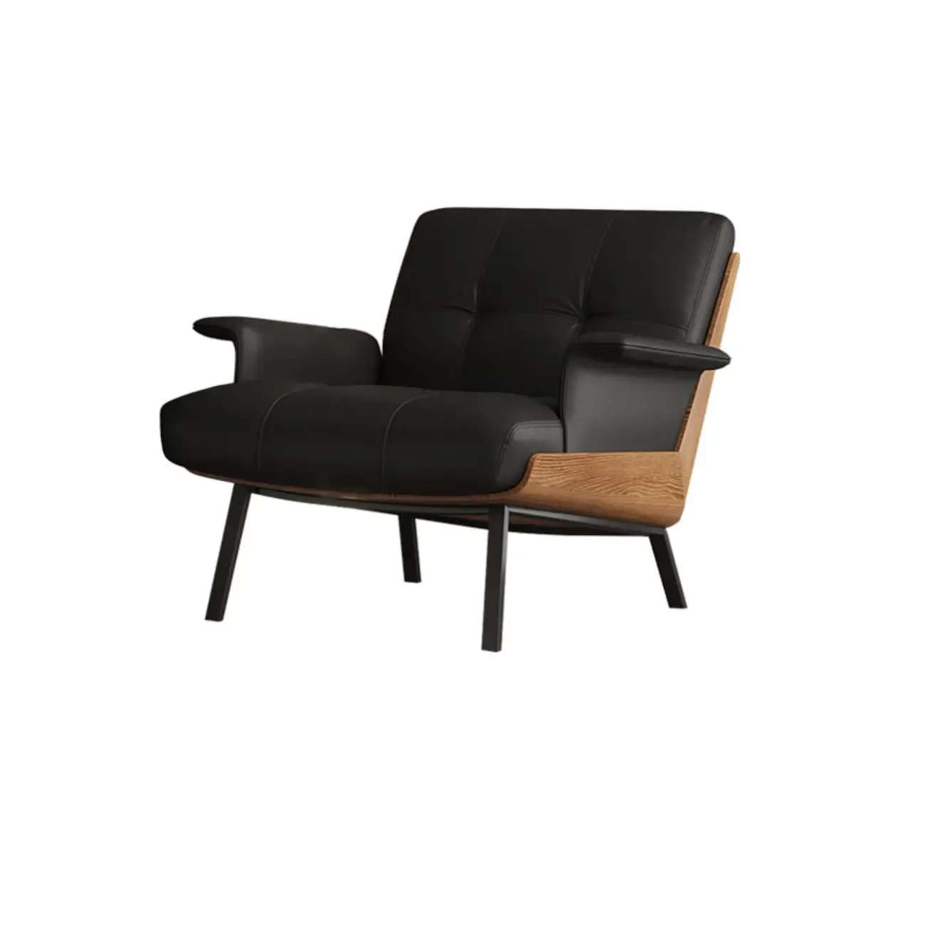 Modern Tufted Microfiber Leather Accent Chair with Arms