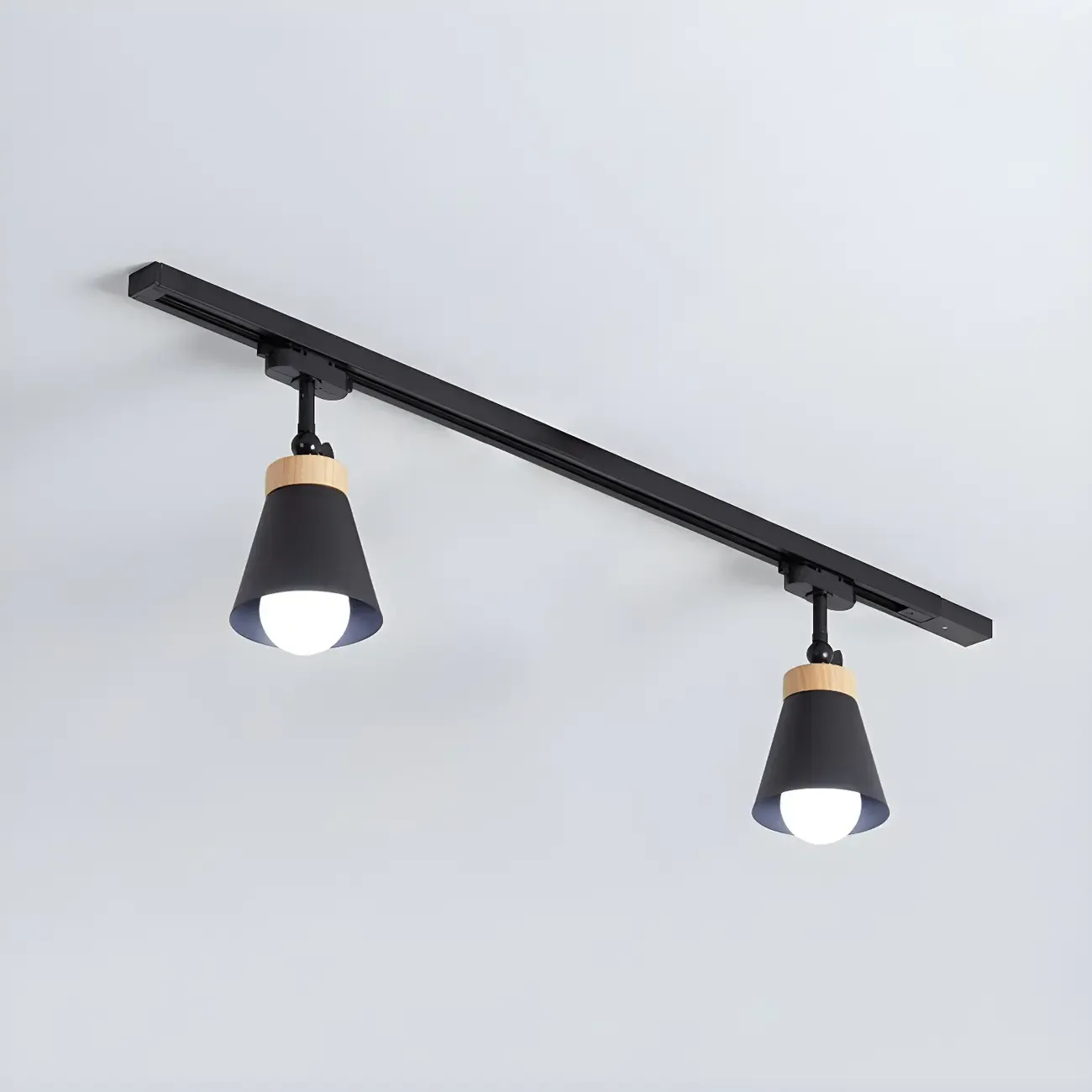 Modern Metal Cone Shape Semi Flush Mount Slidable Track Light