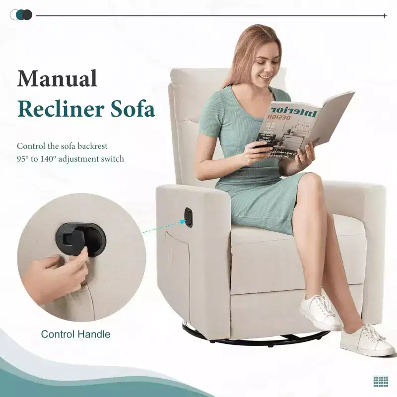 MAYEERTY Accent Chair - 360 Swivel Chenille Armchair with Lumbar Pillow