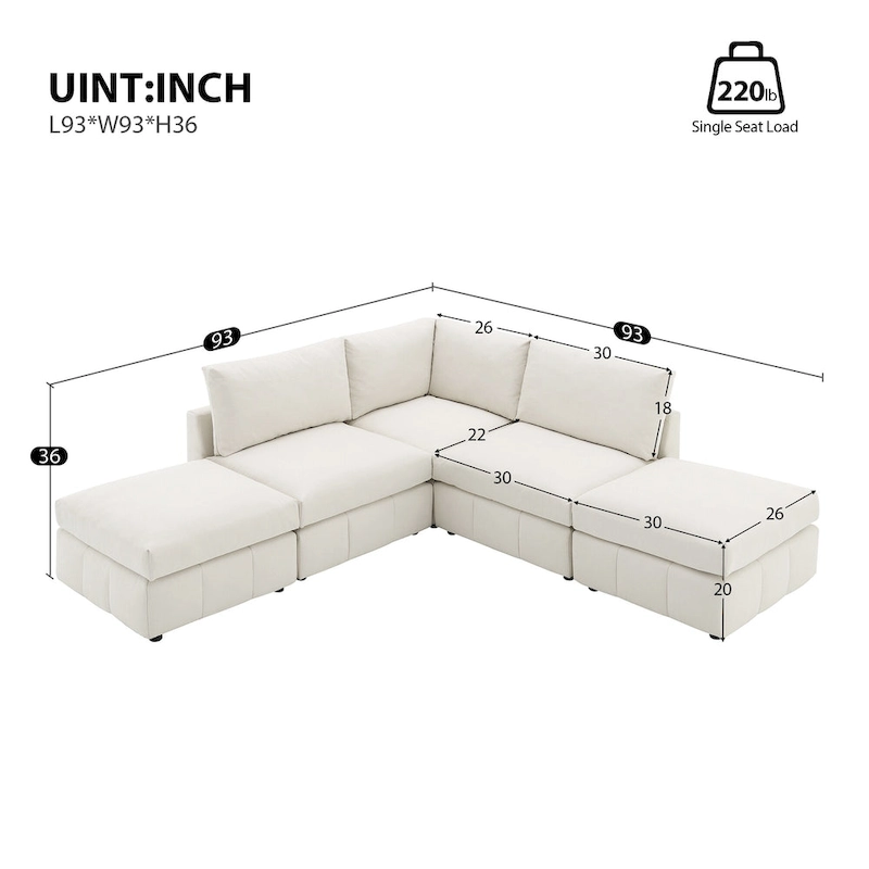 93Modern Sectional Sofa with Vertical Stripes