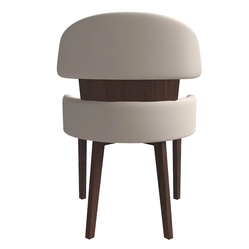 Leather Dining Chair with a Curved Back in Rubberwood Ethos Series by LeisureMod