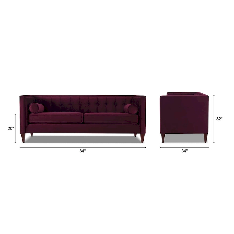 Jack 84 Modern Upholstered Tufted Tuxedo Sofa