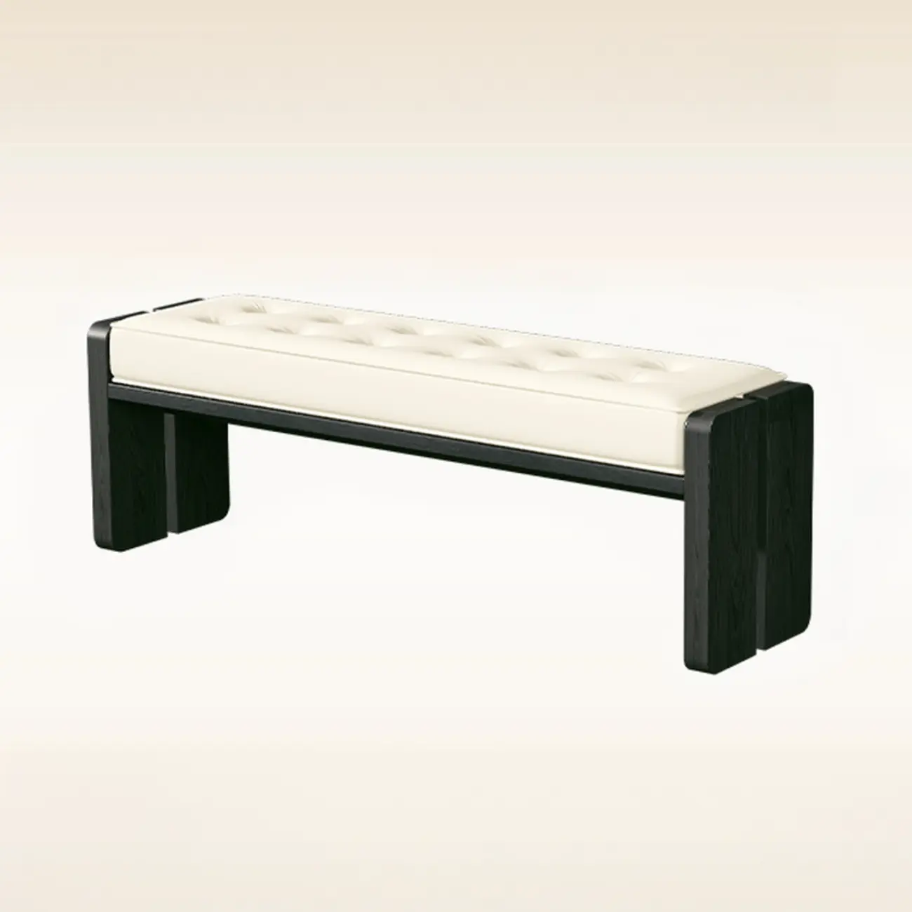 White Faux Leather Wood Upholstered Bedroom Bench
