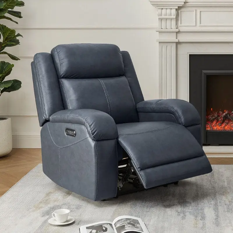 Brown Leather Power Recliner with Headrest - Single Seat