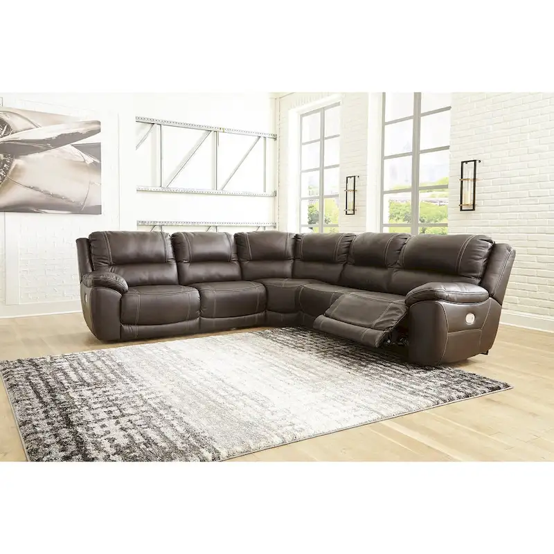 Signature Design by Ashley Dunleith Brown 5-Piece Power Reclining Sectional - 123W x 123D x 43H