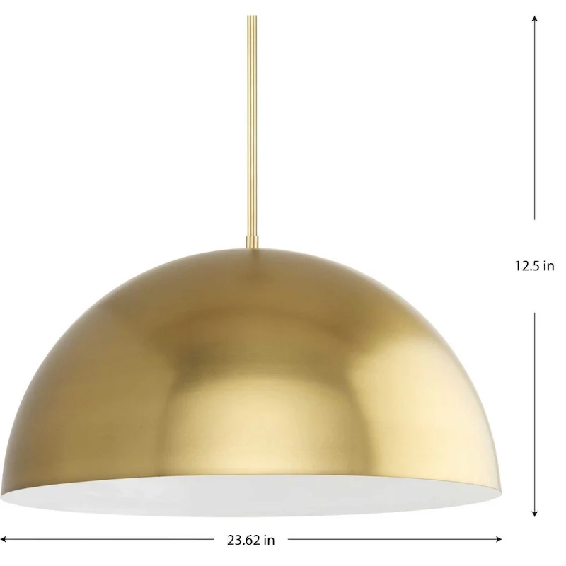 Perimeter Collection One-Light Brushed Gold Mid-Century Modern Pendant with metal Shade - 23.62 in x 23.62 in x 12.5 in