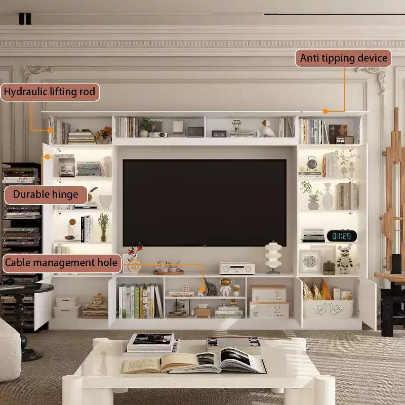 Famapy Large Entertainment Center All - Encompassing TV Entertainment Center: Aesthetic & Practical Living Room Essential
