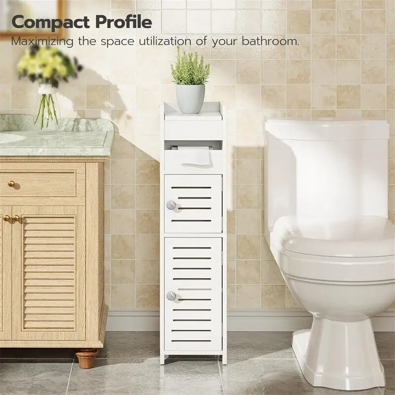 Small Bathroom Storage Cabinet with Door - 7.9D x 7.9W x 30.7H