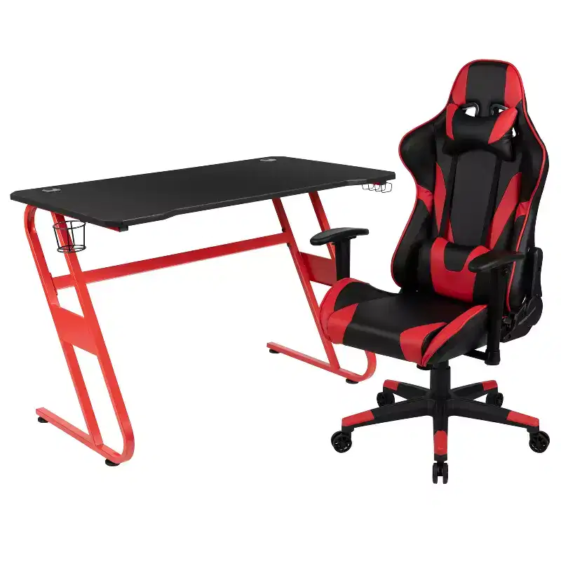 Flash Furniture Gaming Desk and Reclining Gaming Chair Set with Cup Holder and Headphone Hook