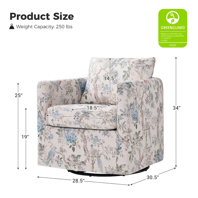 Erkenbald Modern Slipcovered Swivel Chair with Removable Cushion by HULALA HOME