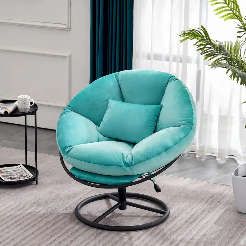 MCombo Gas Lift Swivel Papasan Chair with Height Adjustment, Velvet HQ405