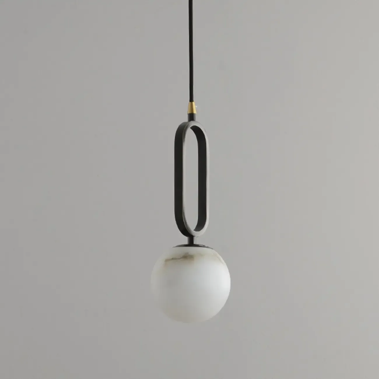 Modern Black Metal Stone Globe Bi-pin Pendant Light