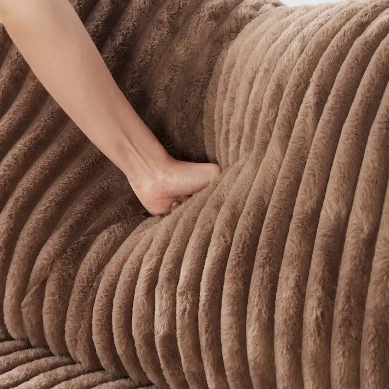 L-shaped Polyester Fabric Couch Modern Sectional Sofa with Ottoman