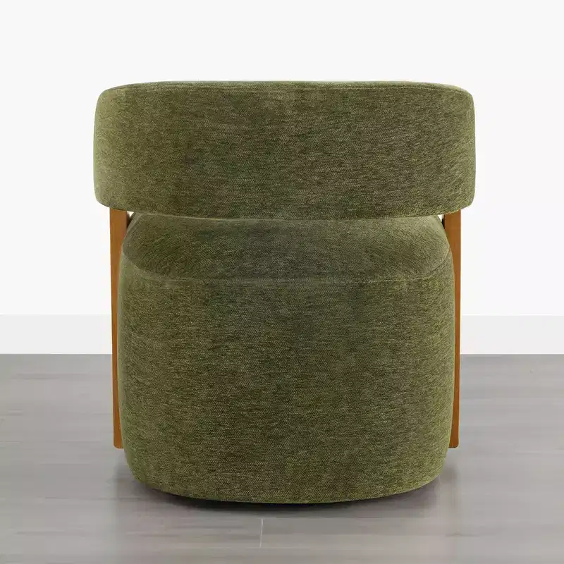 Spruce&Spring Upholstered Dining Chair with Wood Armrests & Hidden Wheels